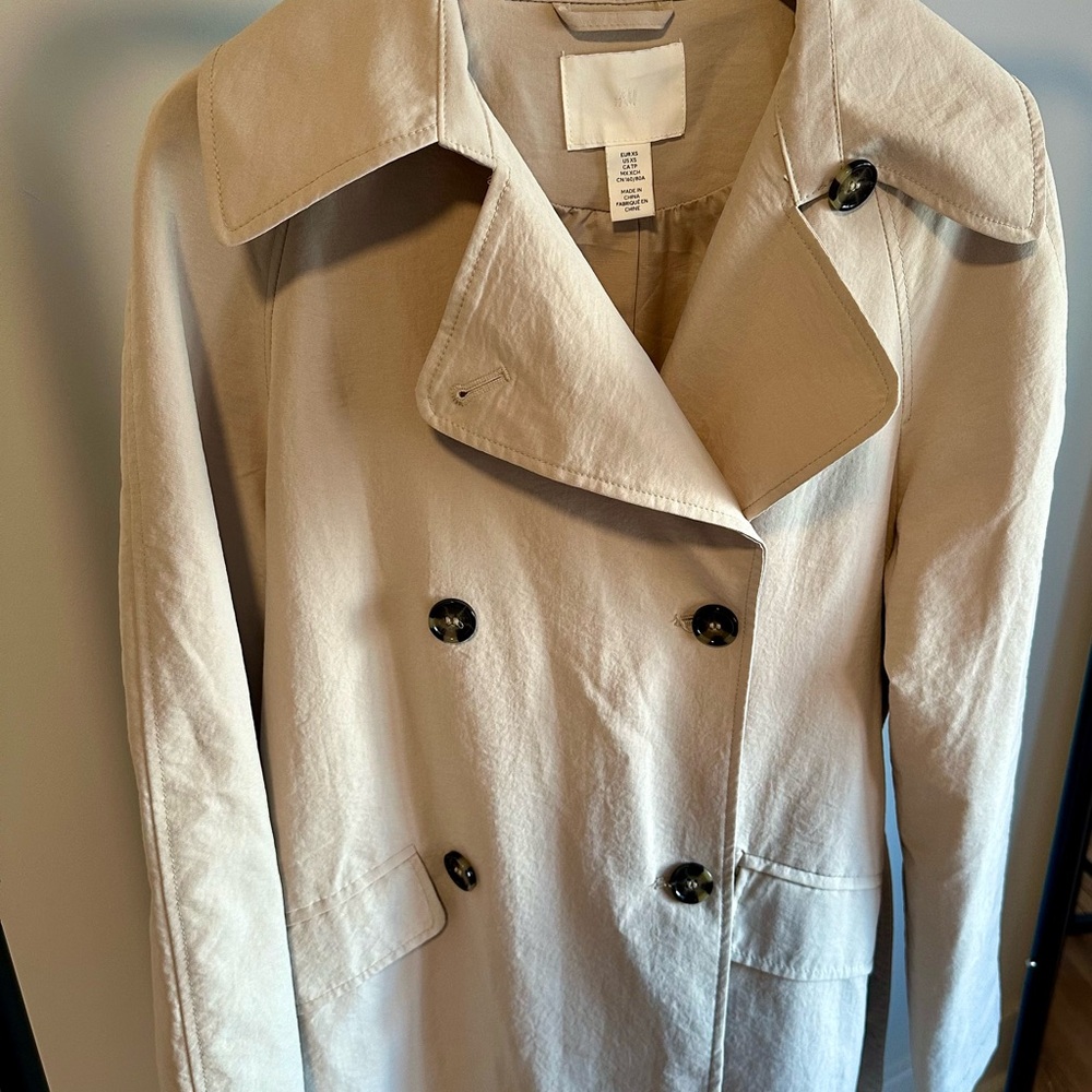 H&M Cream Trench Coat Classic Double-Breasted